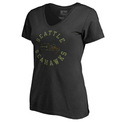 Seattle Seahawks Women's Camo Collection Liberty V-Neck T-Shirt Black