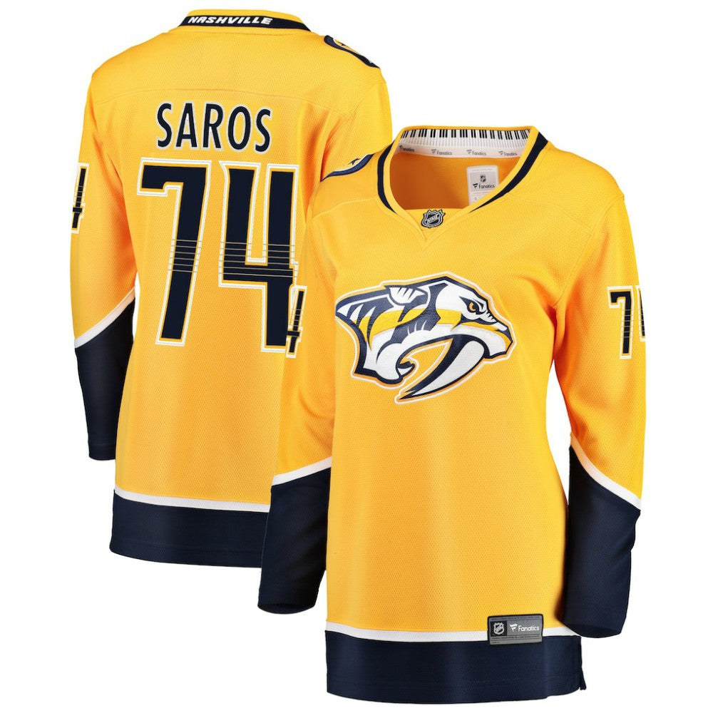 Juuse Saros Nashville Predators Fanatics Women's Breakaway Player Jersey - Gold - NHL 3078621