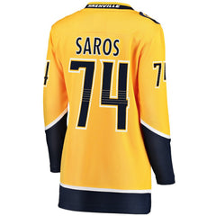 Juuse Saros Nashville Predators Fanatics Women's Breakaway Player Jersey - Gold - NHL 3078621