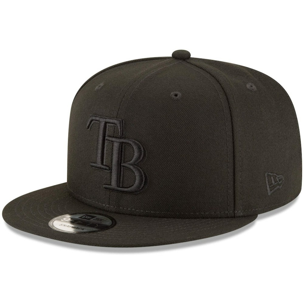 Tampa Bay Rays New Era Black on Black 9FIFTY Team Snapback Adjustable Hat - Black - New Era Discount
