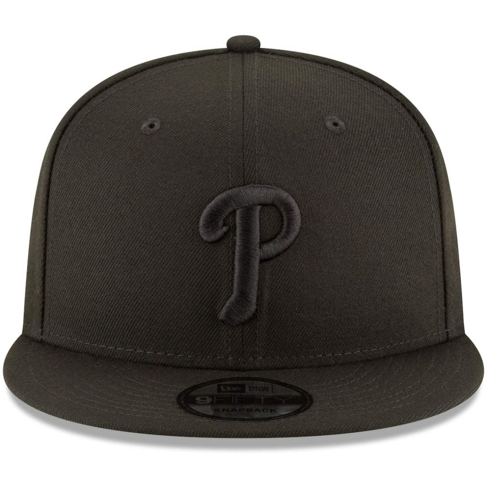Philadelphia Phillies New Era Black on Black 9FIFTY Team Snapback Adjustable Hat - Black - New Era Sale