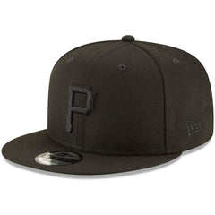 Pittsburgh Pirates New Era Black on Black 9FIFTY Team Snapback Adjustable Hat - Black - New Era Discount