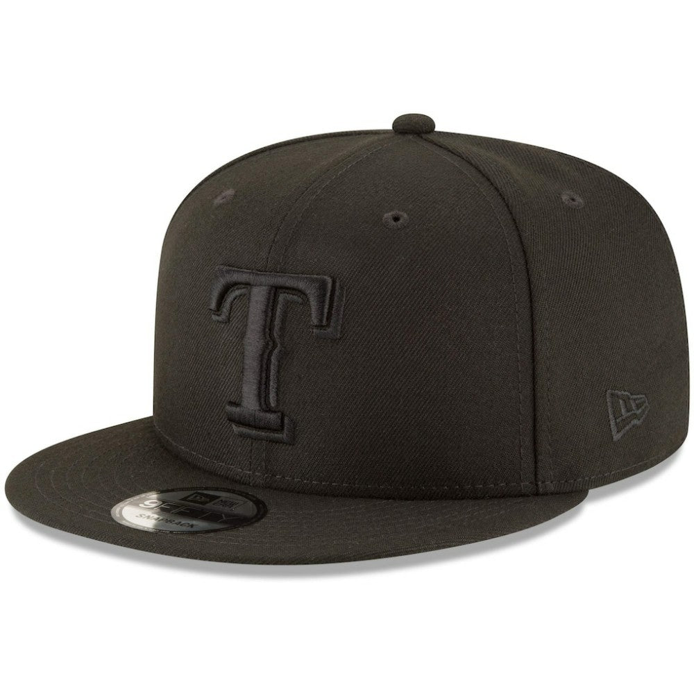 Texas Rangers New Era Black on Black 9FIFTY Team Snapback Adjustable Hat - Black - New Era Lifestyle