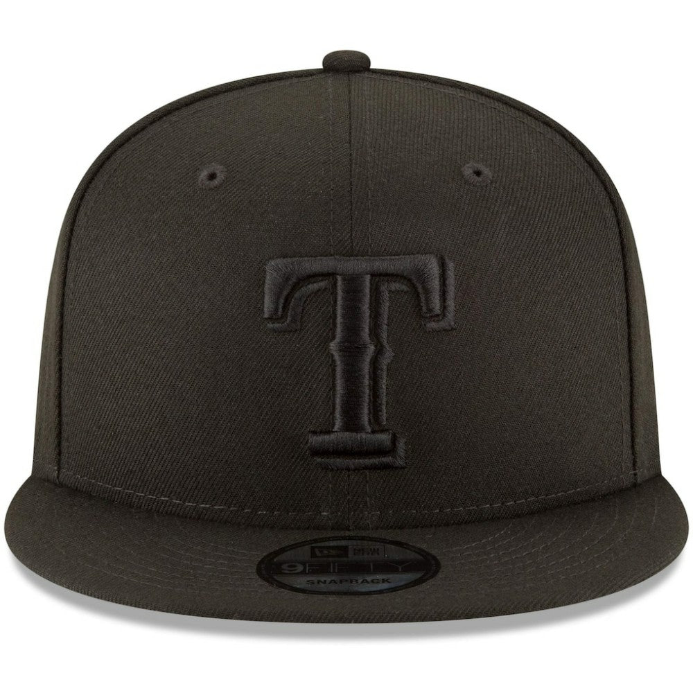 Texas Rangers New Era Black on Black 9FIFTY Team Snapback Adjustable Hat - Black - New Era Lifestyle