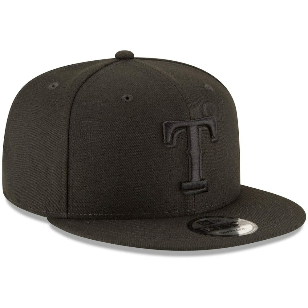 Texas Rangers New Era Black on Black 9FIFTY Team Snapback Adjustable Hat - Black - New Era Lifestyle