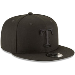 Texas Rangers New Era Black on Black 9FIFTY Team Snapback Adjustable Hat - Black - New Era Lifestyle