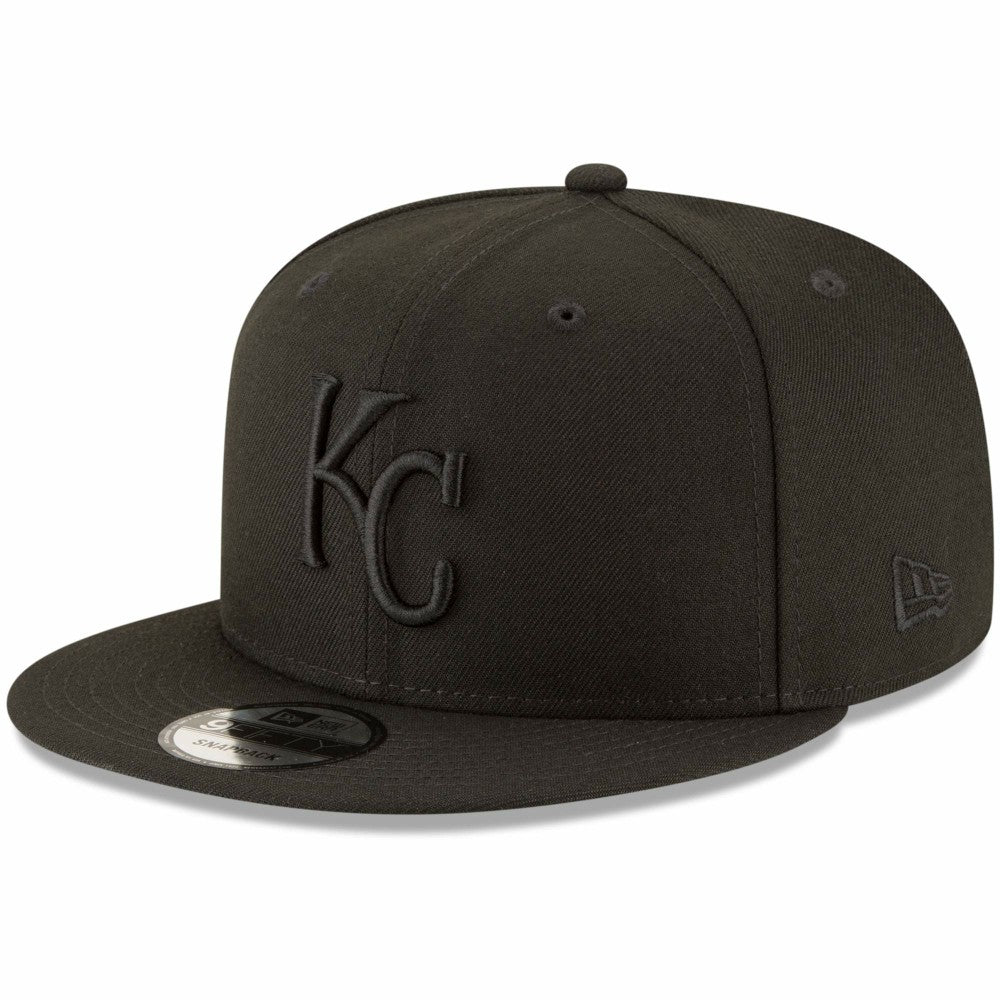 Kansas City Royals New Era Black on Black 9FIFTY Team Snapback Adjustable Hat - Black - New Era Lifestyle