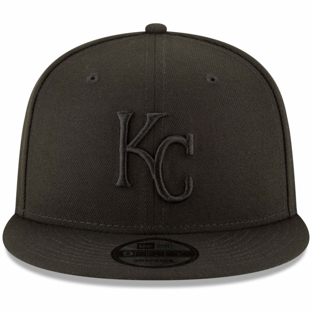 Kansas City Royals New Era Black on Black 9FIFTY Team Snapback Adjustable Hat - Black - New Era Lifestyle