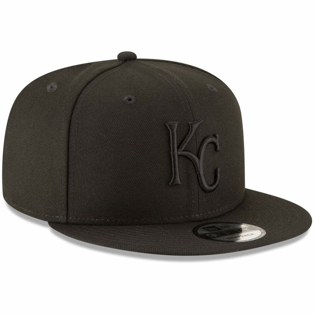 Kansas City Royals New Era Black on Black 9FIFTY Team Snapback Adjustable Hat - Black - New Era Lifestyle