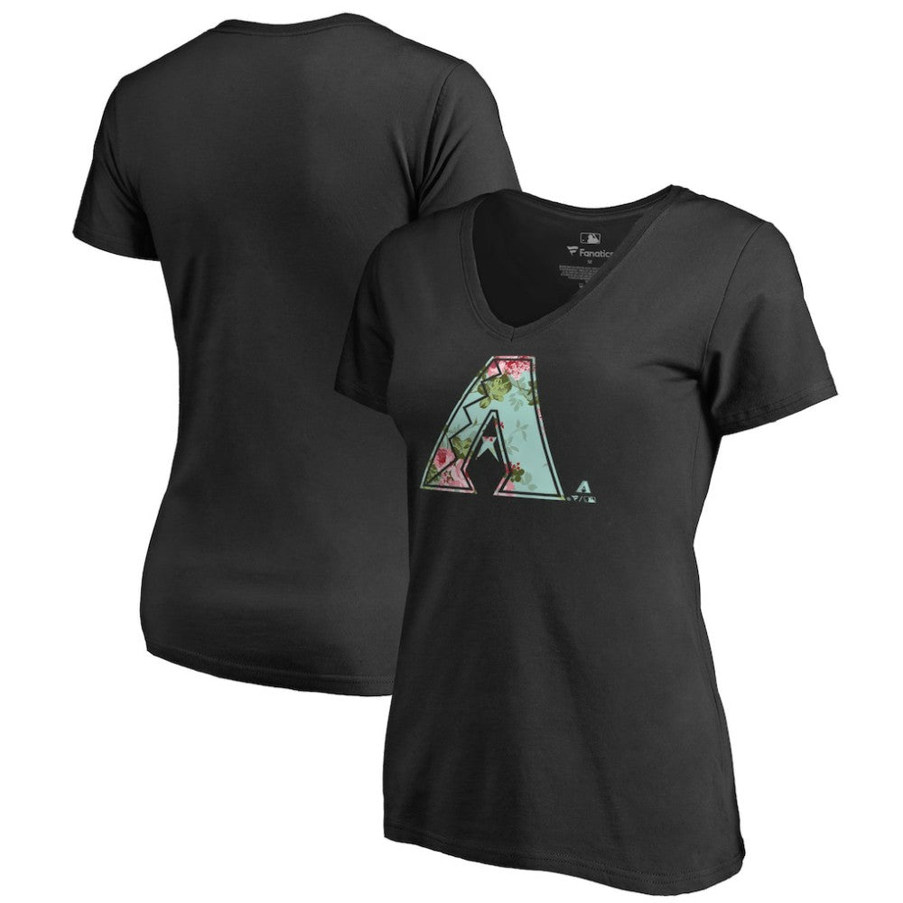 Arizona Diamondbacks Women's Lovely V-Neck T-Shirt - Black - MLB Lifestyle