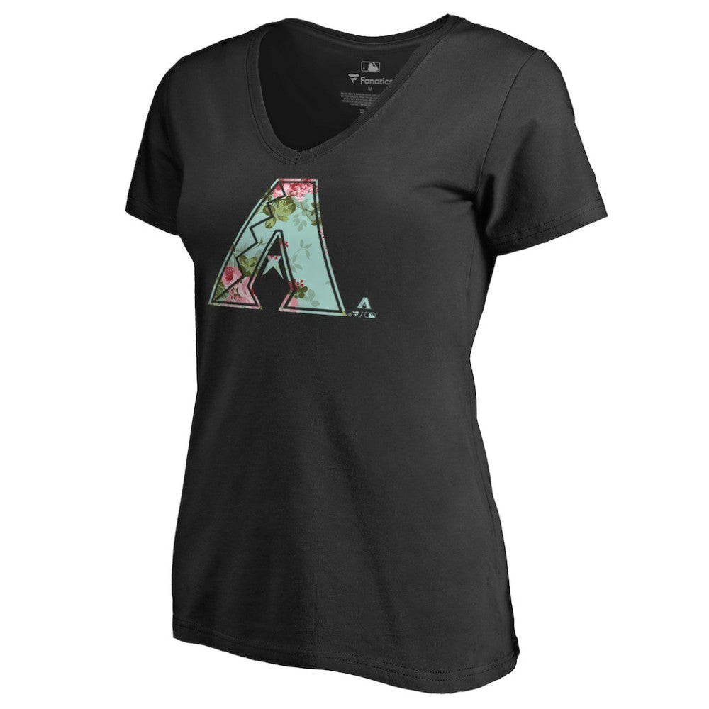 Arizona Diamondbacks Women's Lovely V-Neck T-Shirt - Black - MLB Lifestyle