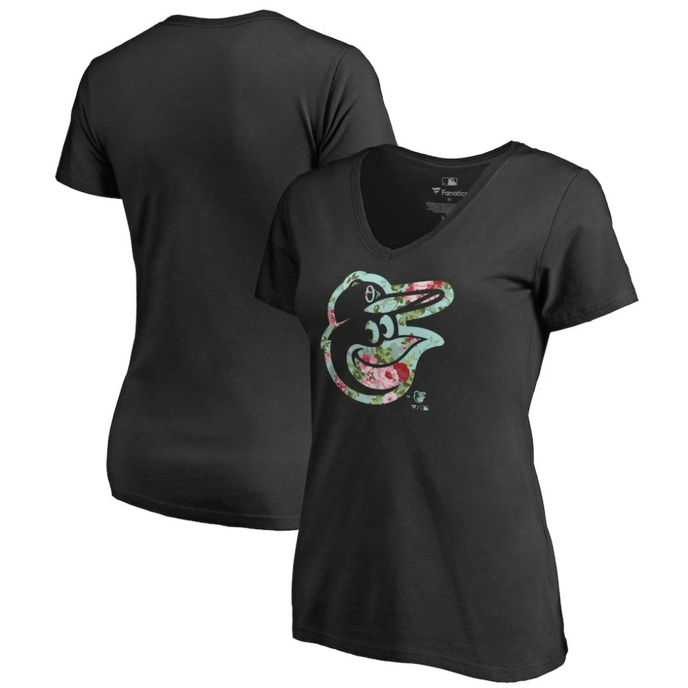 Baltimore Orioles Women's Lovely V-Neck T-Shirt - Black - MLB Discount