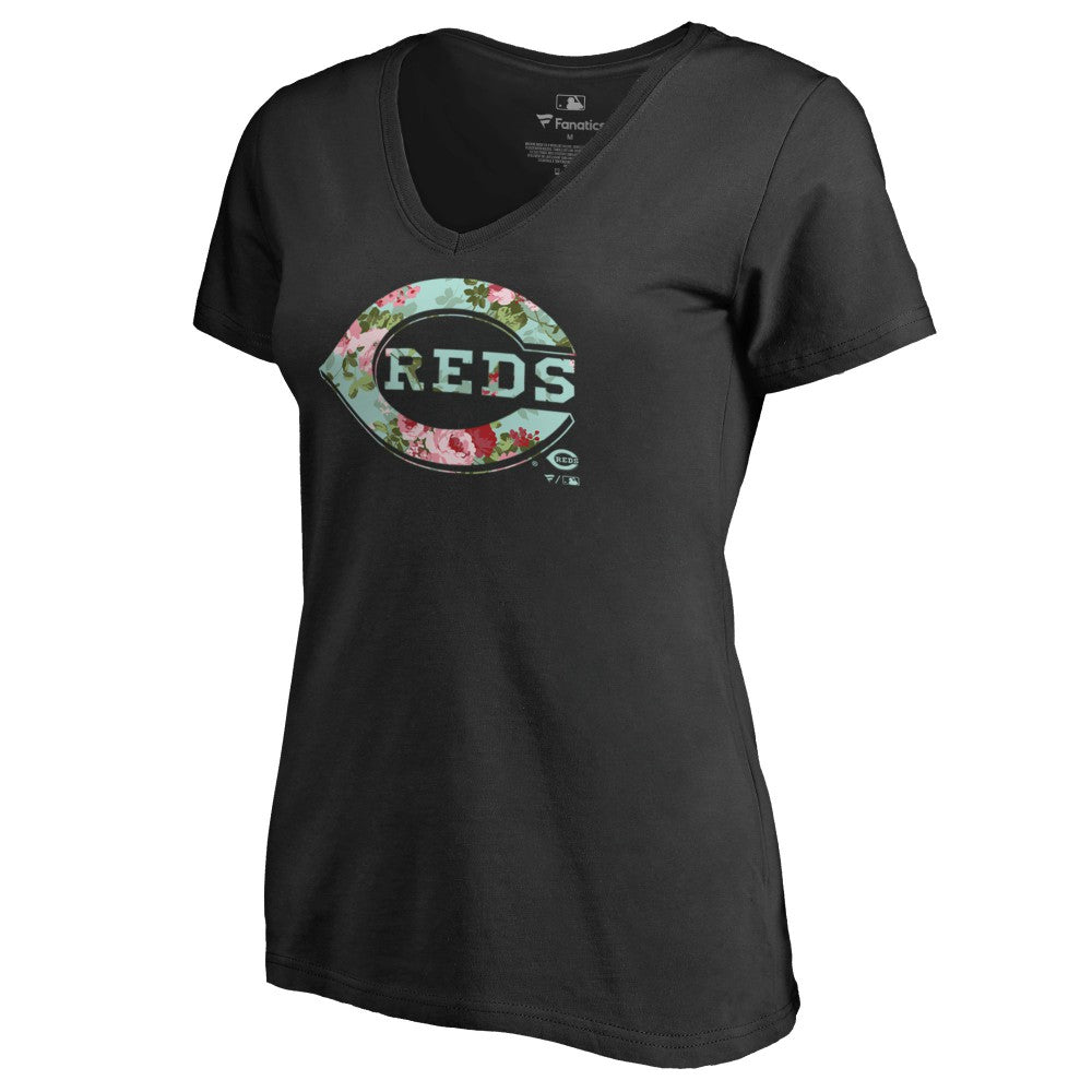 Cincinnati Reds Women's Lovely V-Neck T-Shirt - Black - MLB Online