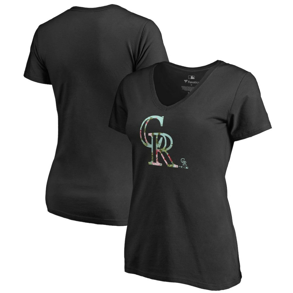Colorado Rockies Women's Lovely V-Neck T-Shirt - Black - MLB on Sale