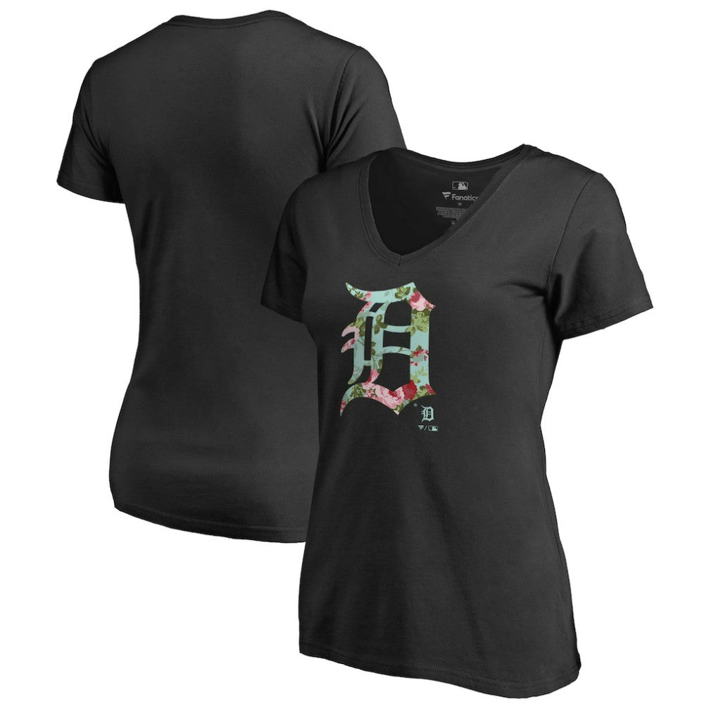 Detroit Tigers Women's Lovely V-Neck T-Shirt - Black - MLB on Sale
