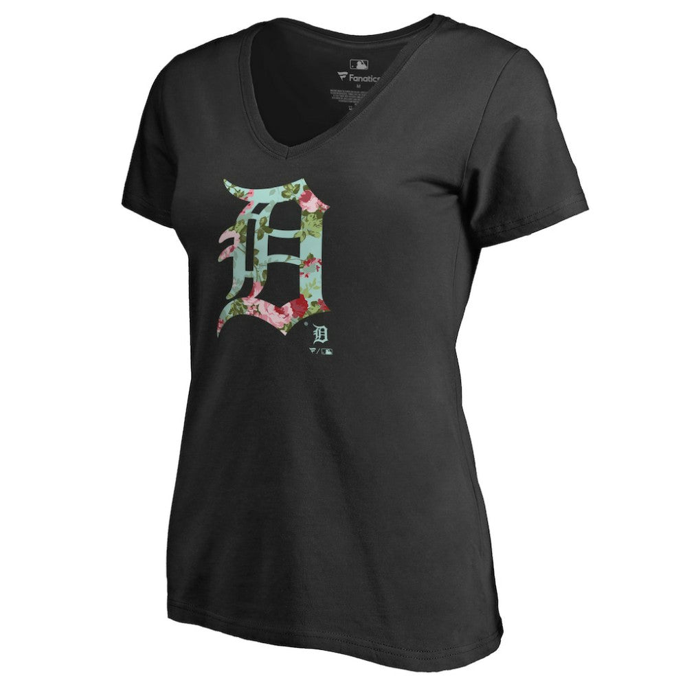 Detroit Tigers Women's Lovely V-Neck T-Shirt - Black - MLB on Sale