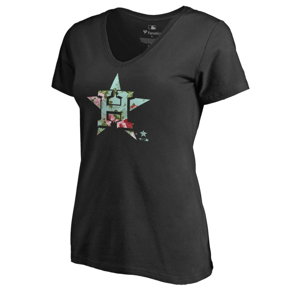Houston Astros Women's Lovely V-Neck T-Shirt - Black - MLB Discount