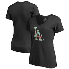 Los Angeles Dodgers Women's Lovely V-Neck T-Shirt - Black - MLB Discount