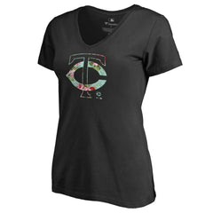 Minnesota Twins Women's Lovely V-Neck T-Shirt - Black - MLB Sale