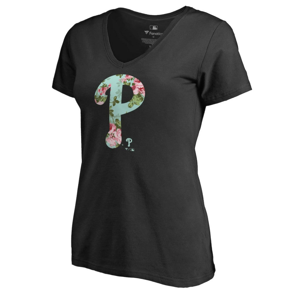 Philadelphia Phillies Women's Lovely V-Neck T-Shirt - Black - MLB on Sale