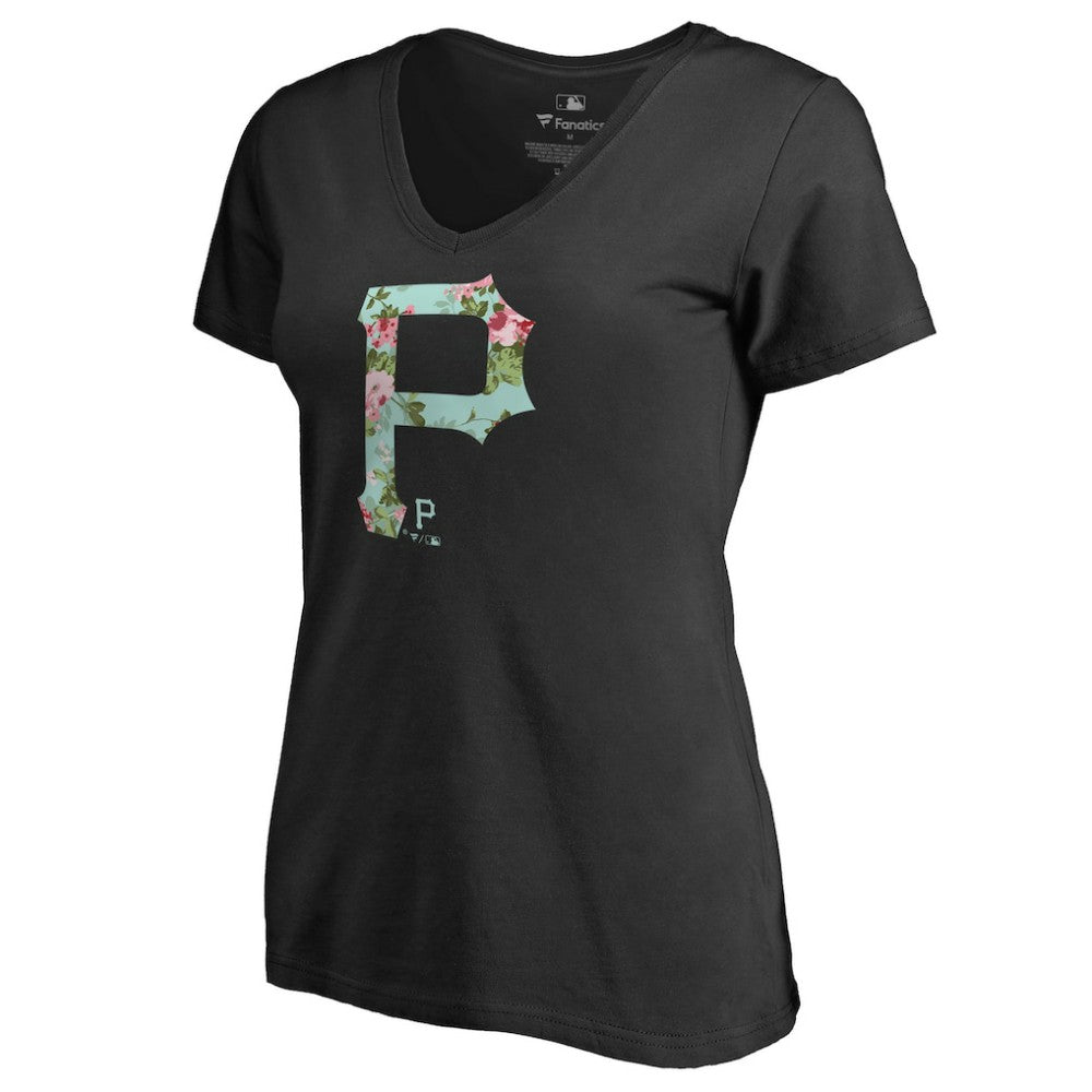 Pittsburgh Pirates Women's Lovely V-Neck T-Shirt - Black - MLB Lifestyle