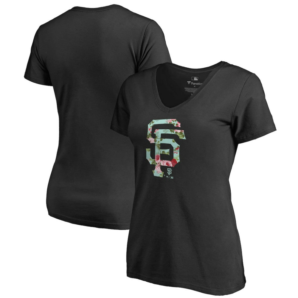 San Francisco Giants Women's Lovely V-Neck T-Shirt - Black - MLB Sale