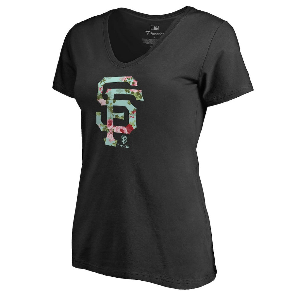 San Francisco Giants Women's Lovely V-Neck T-Shirt - Black - MLB Sale