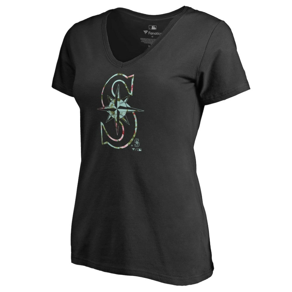 Seattle Mariners Women's Lovely V-Neck T-Shirt - Black - MLB Discount