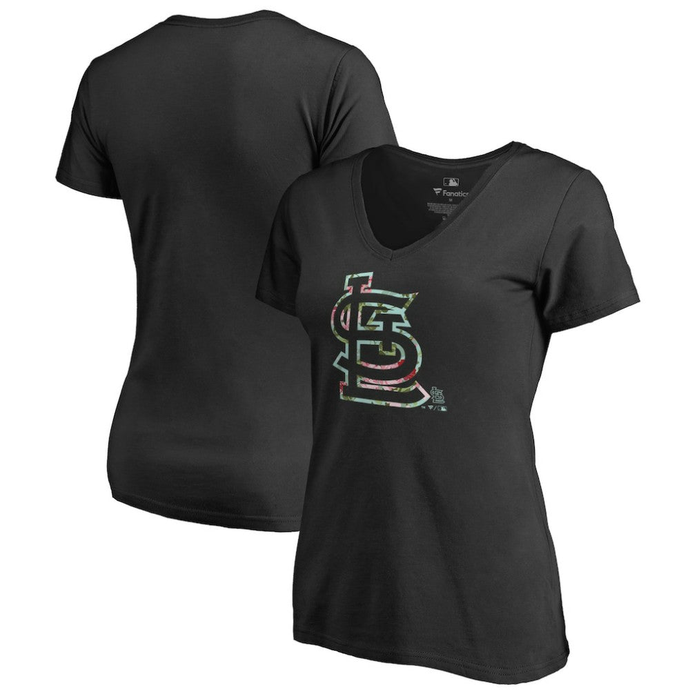 St. Louis Cardinals Women's Lovely V-Neck T-Shirt - Black - MLB on Sale