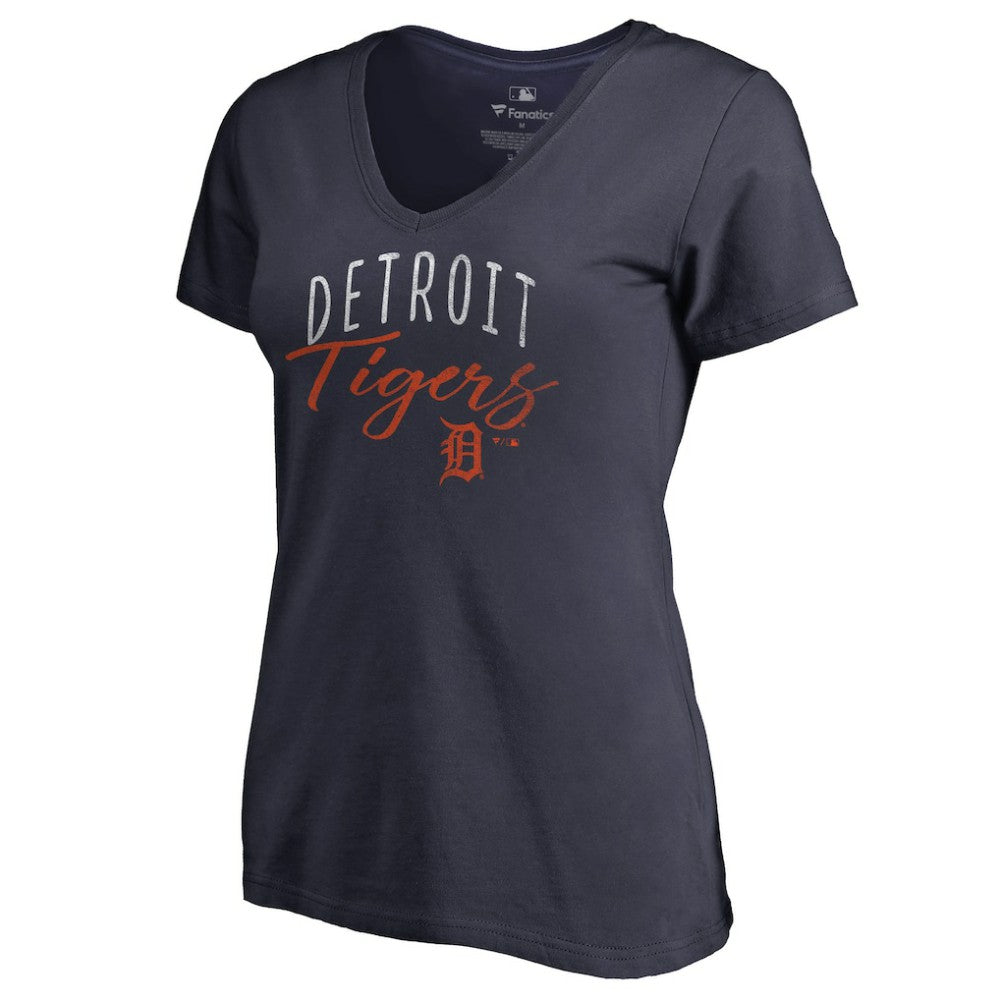 Detroit Tigers Women's Graceful V-Neck T-Shirt - Navy - MLB Sale