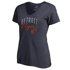 Detroit Tigers Women's Graceful V-Neck T-Shirt - Navy - MLB Sale
