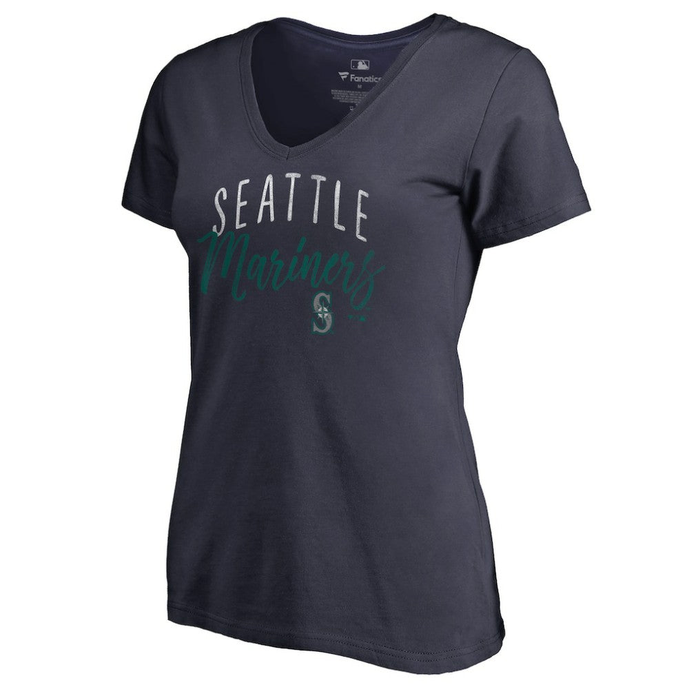 Seattle Mariners Women's Graceful V-Neck T-Shirt - Navy - MLB on Sale