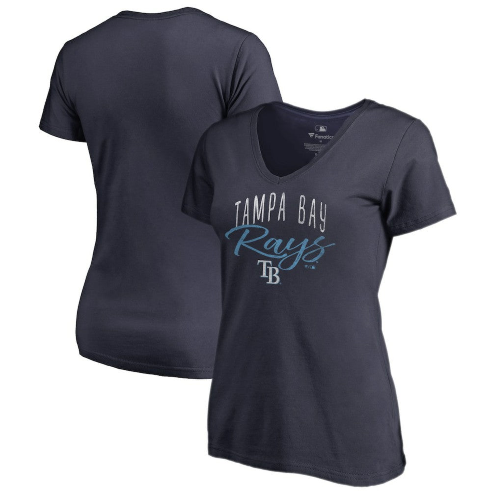 Tampa Bay Rays Women's Graceful V-Neck T-Shirt - Navy - MLB Discount