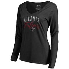 Atlanta Falcons Women's Graceful Long Sleeve V-Neck T-Shirt Black