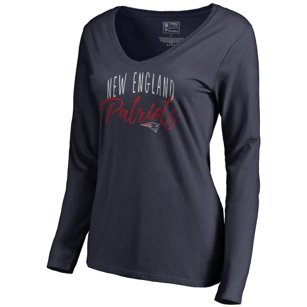 New England Patriots Women's Graceful Long Sleeve V-Neck T-Shirt Navy