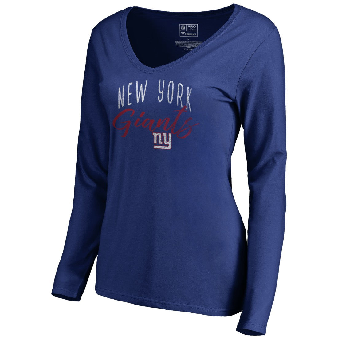 New York Giants Women's Graceful Long Sleeve V-Neck T-Shirt Royal
