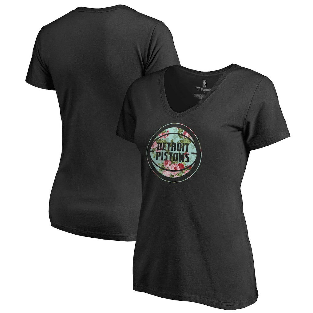 Detroit Pistons Lovely V-Neck T-Shirt Black