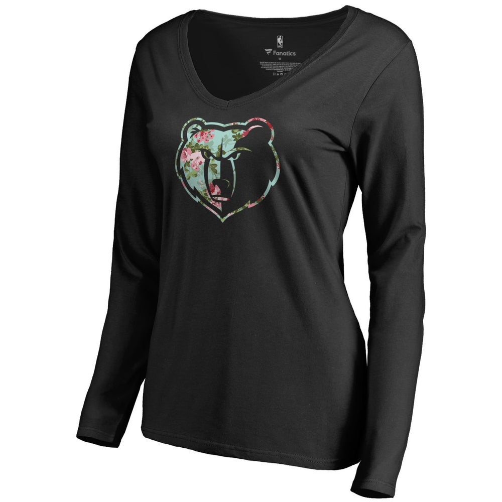 Memphis Grizzlies Women's Lovely Long Sleeve V-Neck T-Shirt Black