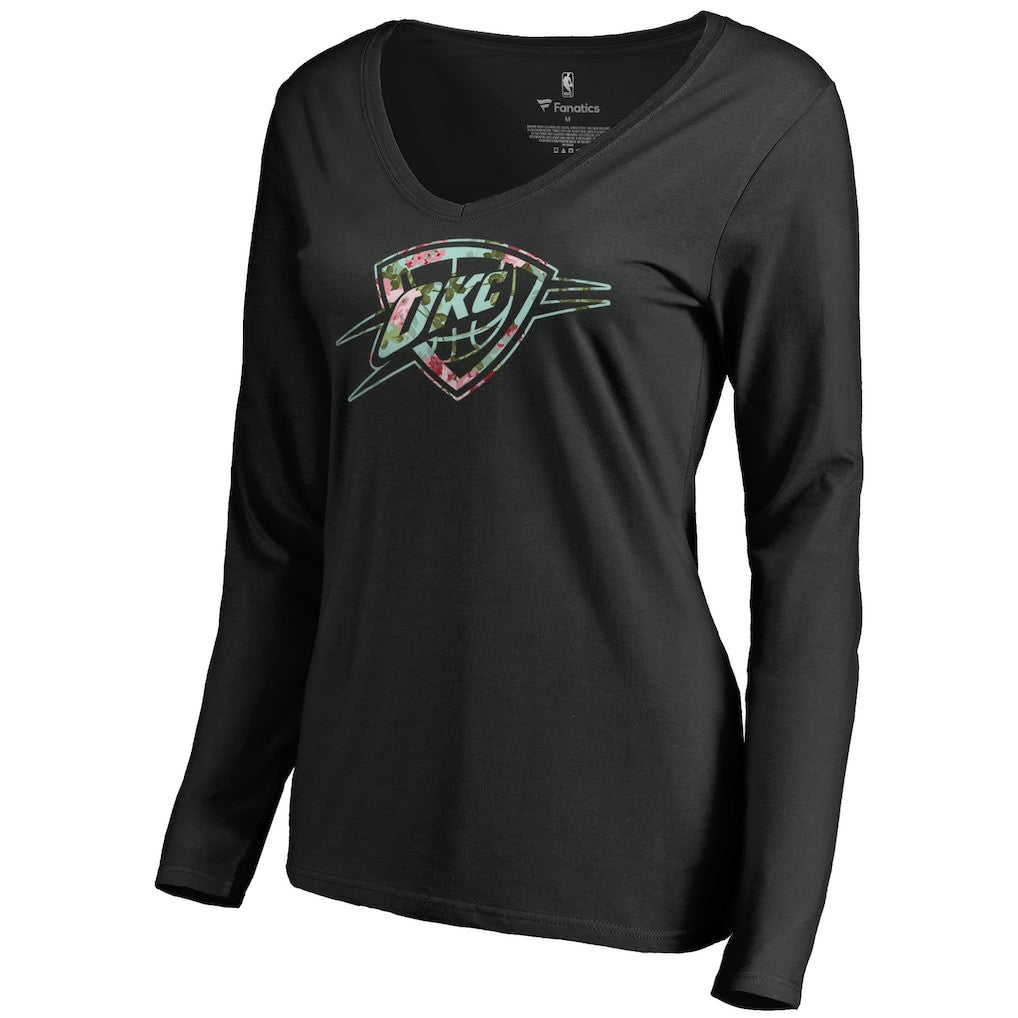 Oklahoma City Thunder Women's Lovely V-Neck Long Sleeve T-Shirt Black
