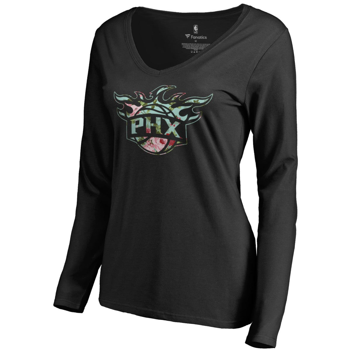 Phoenix Suns Women's Lovely V-Neck Long Sleeve T-Shirt Black
