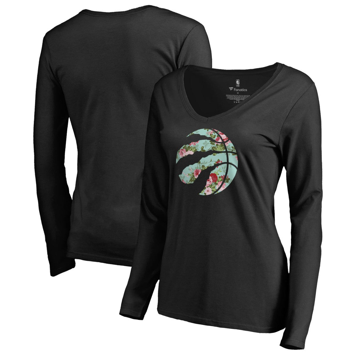 Toronto Raptors Women's Lovely V-Neck Long Sleeve T-Shirt Black
