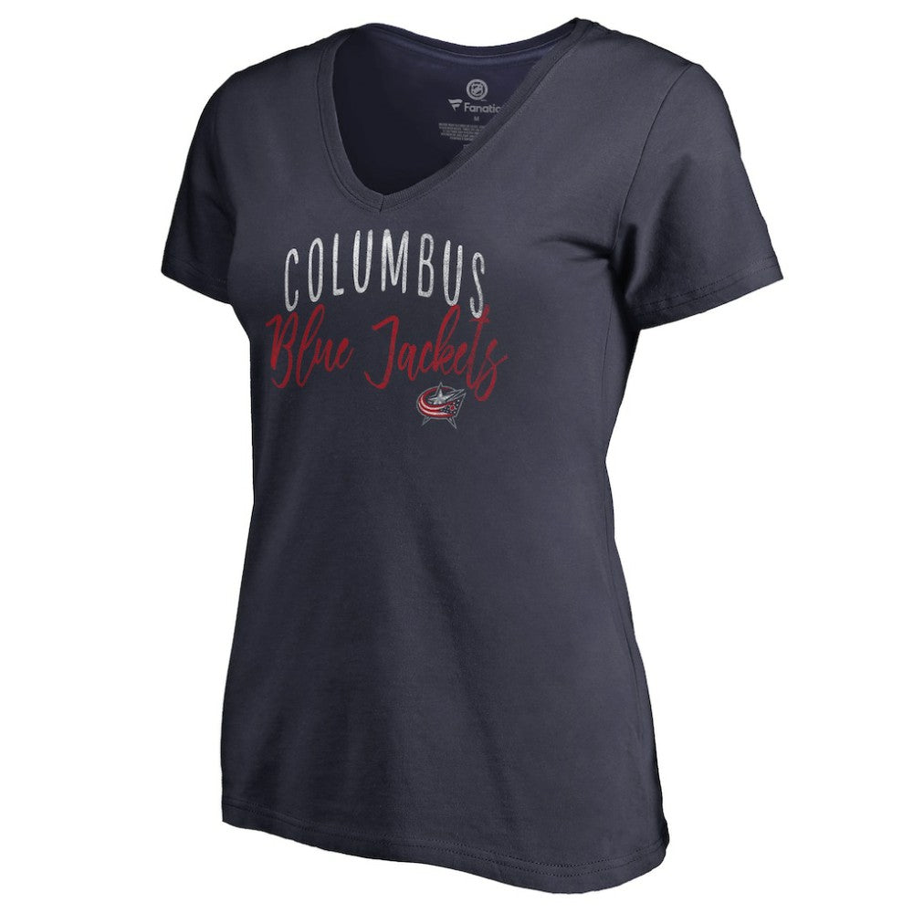 Columbus Blue Jackets Women's Graceful V-Neck T-Shirt - Navy - NHL 3088737