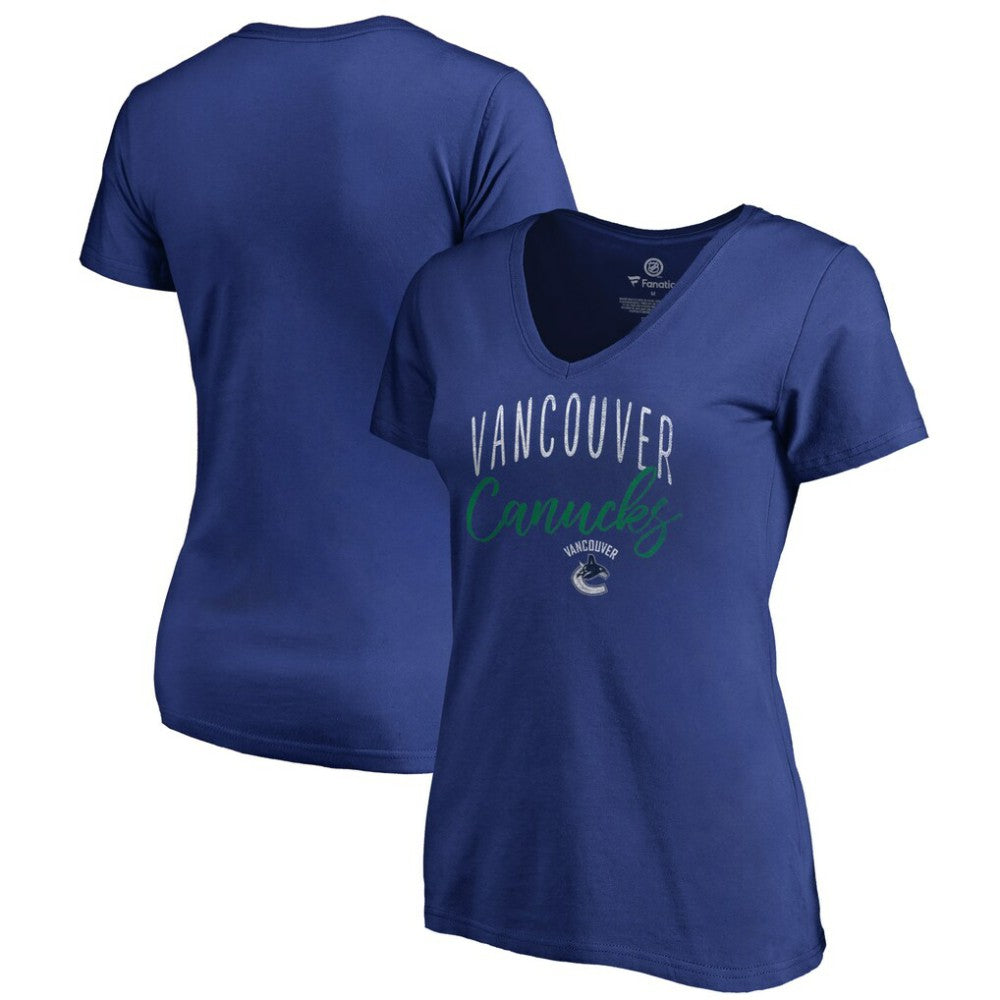 Vancouver Canucks Women's Graceful V-Neck T-Shirt - Blue - NHL 3088756