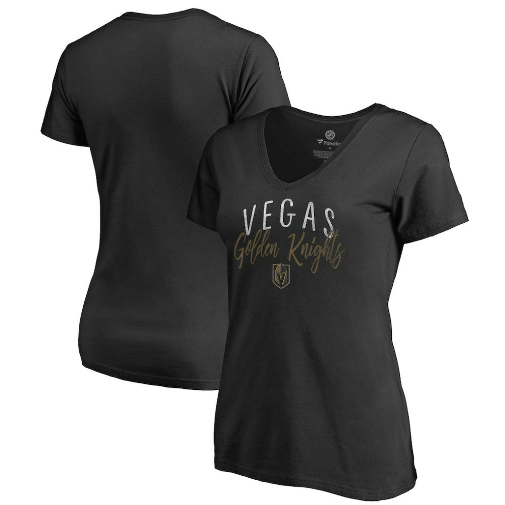Vegas Golden Knights Women's Graceful V-Neck T-Shirt - Black - NHL 3088757