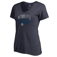 Winnipeg Jets Women's Graceful V-Neck T-Shirt - Navy - NHL 3088759