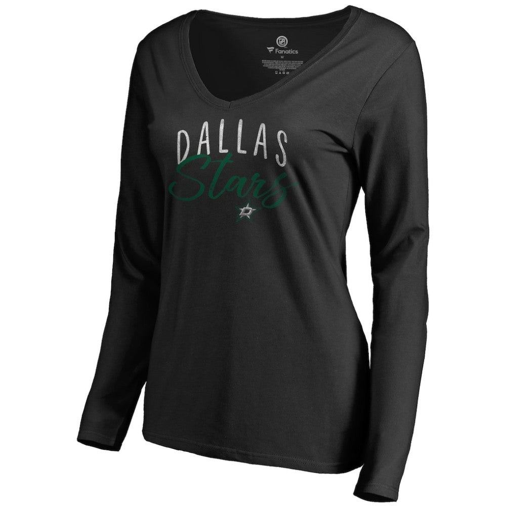 Dallas Stars Women's Graceful Long Sleeve V-Neck T-Shirt - Black - NHL 3088769