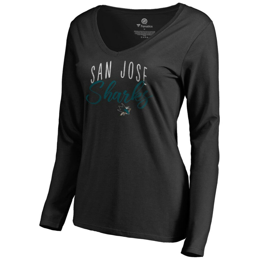 San Jose Sharks Women's Graceful Long Sleeve V-Neck T-Shirt - Black - NHL 3088783