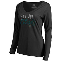 San Jose Sharks Women's Graceful Long Sleeve V-Neck T-Shirt - Black - NHL 3088783
