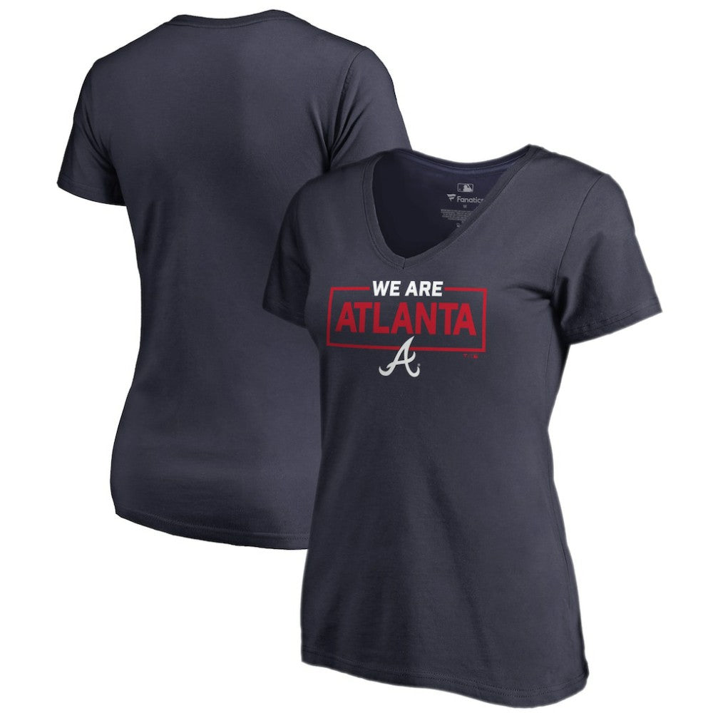 Atlanta Braves Women's We Are Icon V-Neck T-Shirt - Navy - MLB Sale