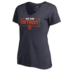 Detroit Tigers Women's We Are Icon V-Neck T-Shirt - Navy - MLB Sale